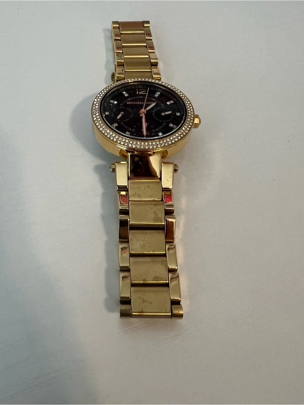 Michael Kors Mini Parker MK3790 Gold Black Crystal Watch 33mm